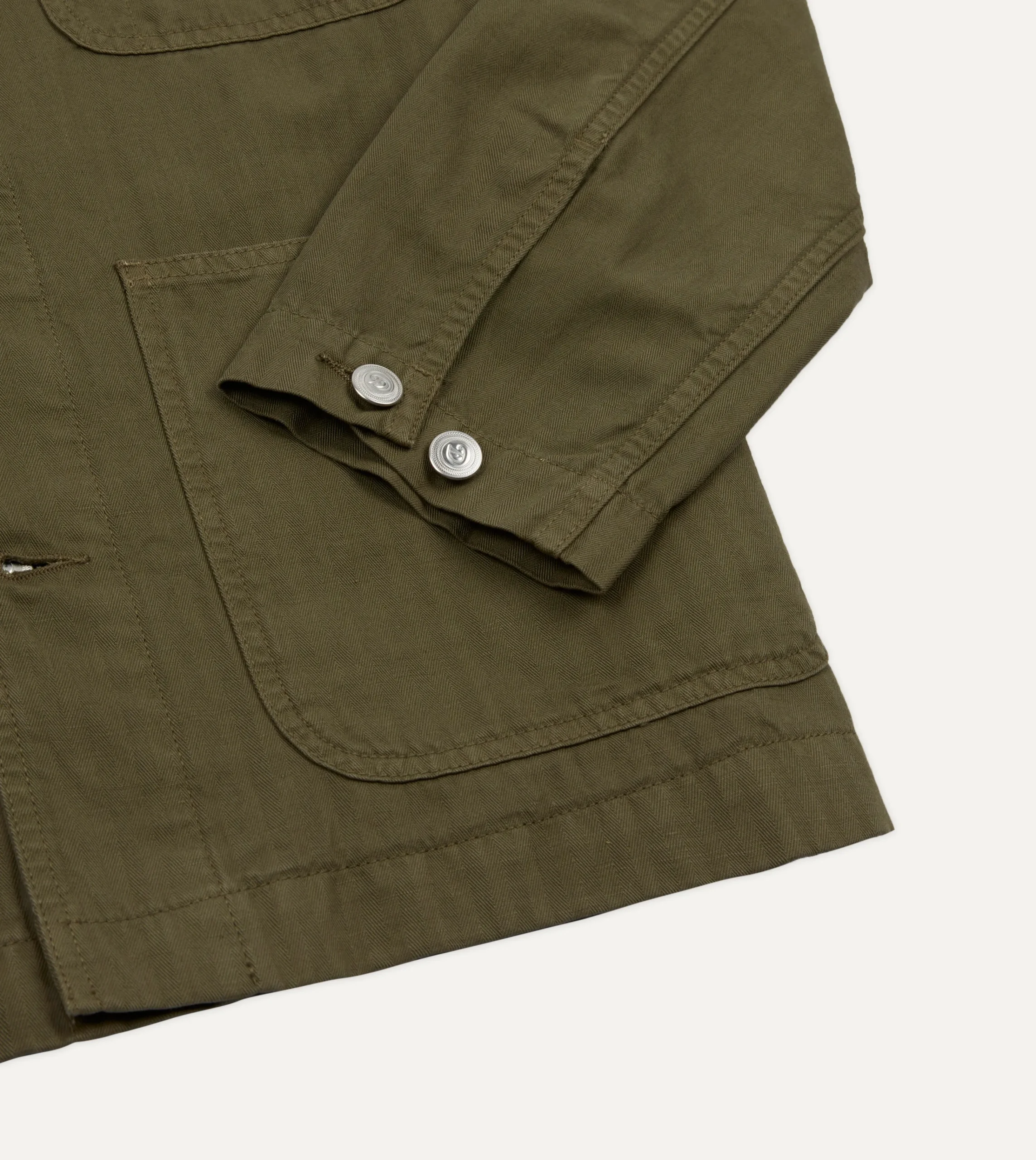 Drake’s Cotton-Linen Herringbone Fatigue Jacket
