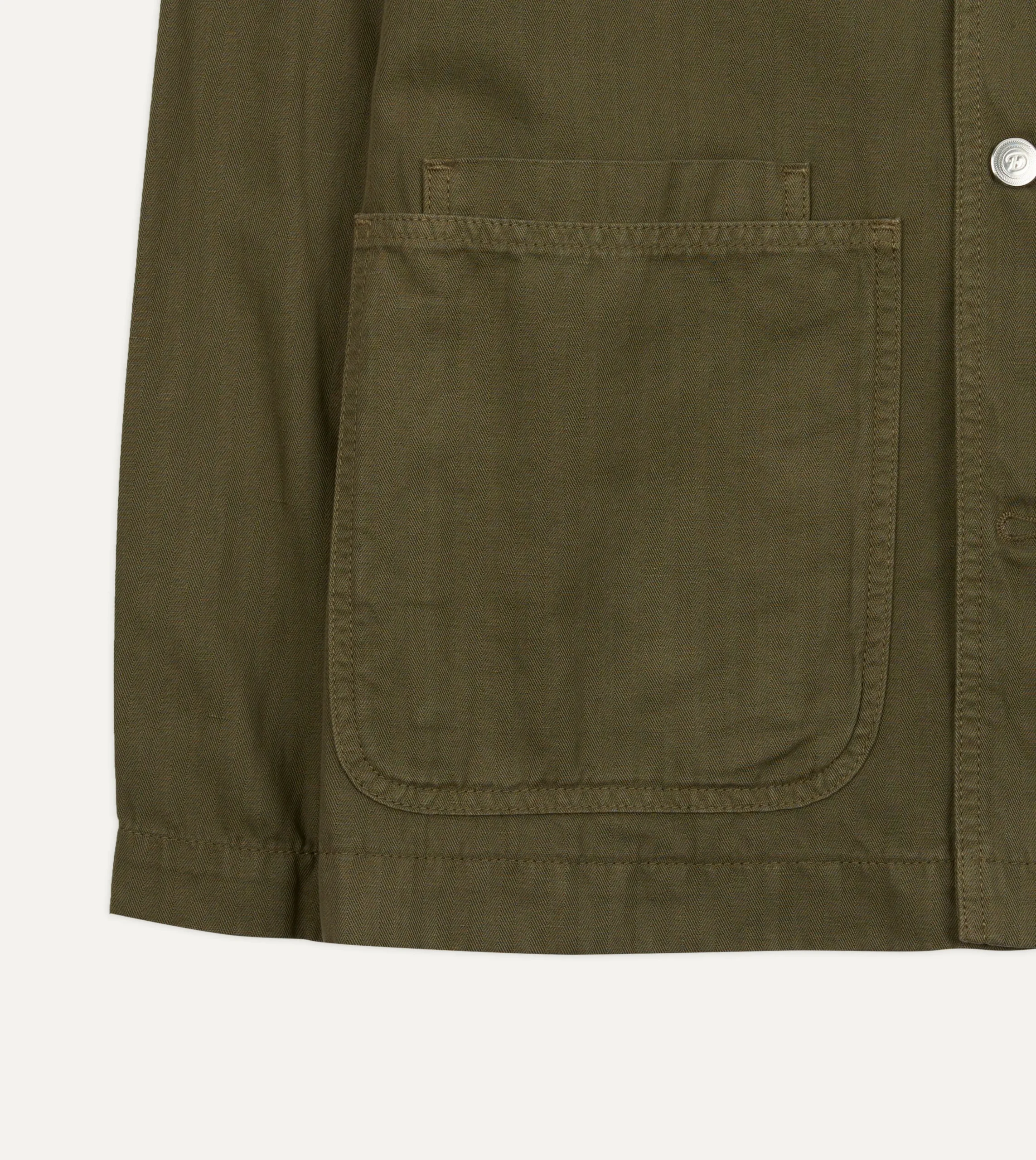 Drake’s Cotton-Linen Herringbone Fatigue Jacket