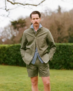 Drake’s Cotton-Linen Herringbone Fatigue Jacket