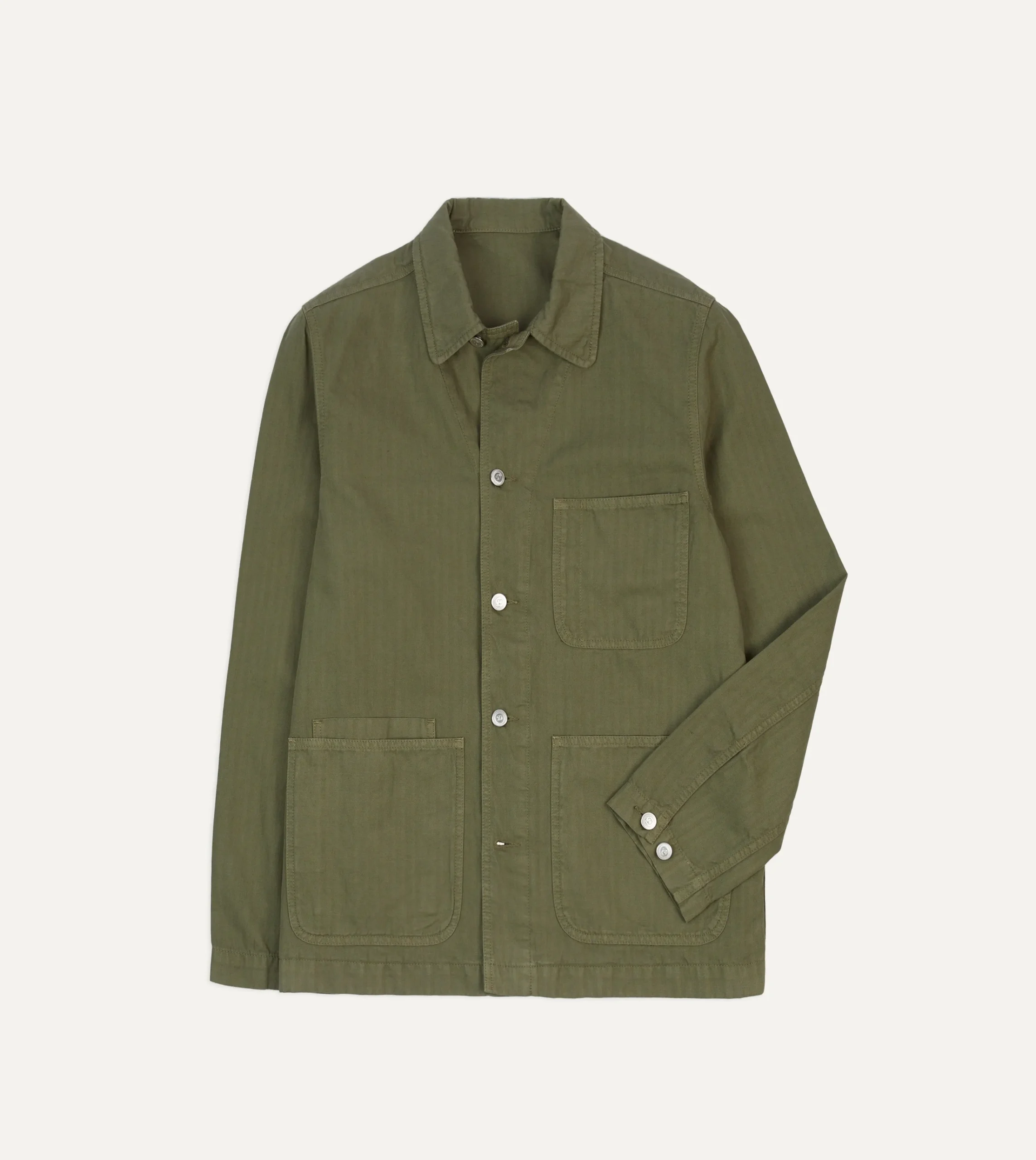 Drake’s Cotton-Linen Herringbone Fatigue Jacket