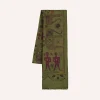 Drake’s Olive Elephant Print Wool-Silk Scarf