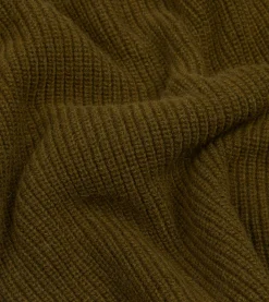Drake’s Green Alpaca Lambswool Ribbed Integral Collar Jumper