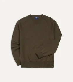Drake’s Green Merino Crew Neck Jumper