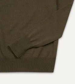 Drake’s Green Merino Crew Neck Jumper