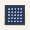 Drake’s Olive, Navy And Ecru Large Spots Print Cotton-Silk Pocket Square