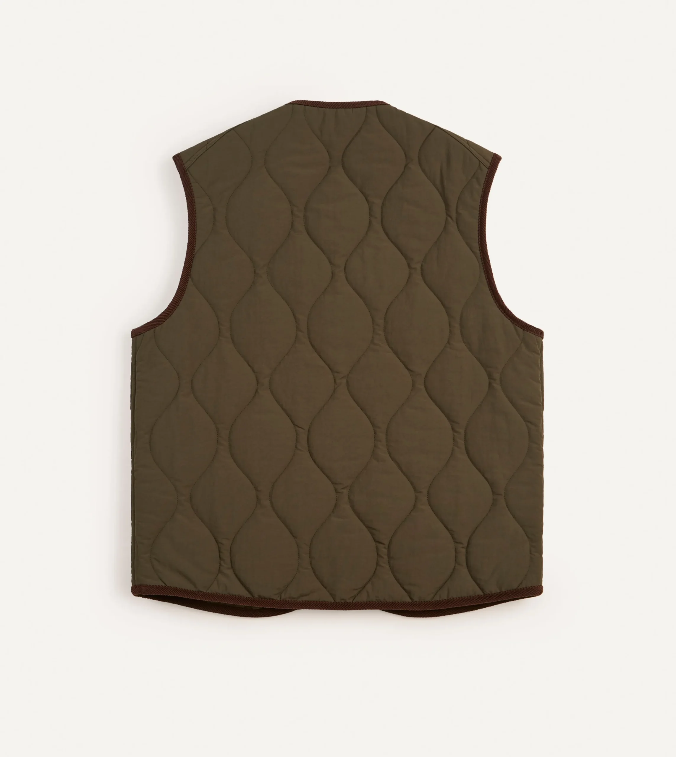 Drake’s Olive Quilted Nylon Zip Vest