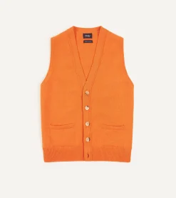 Drake’s Lambswool Sleeveless Cardigan