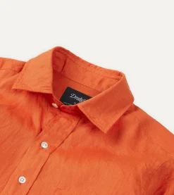 Drake’s Linen Spread Collar Shirt