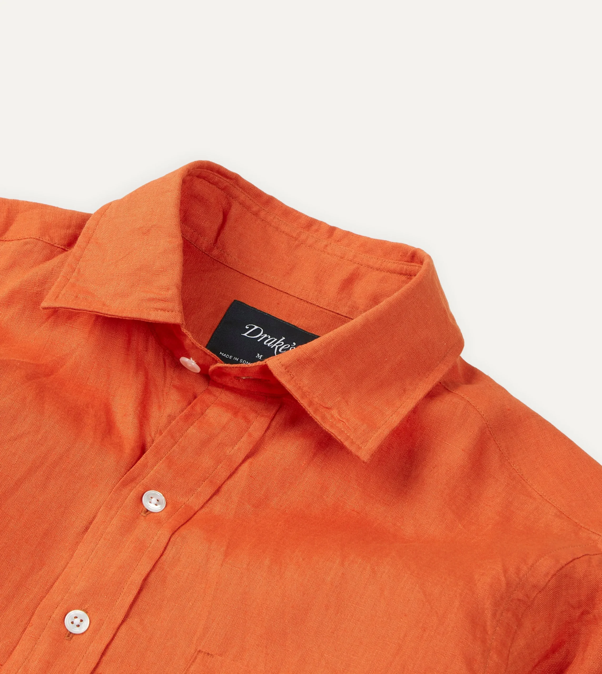 Drake’s Linen Spread Collar Shirt