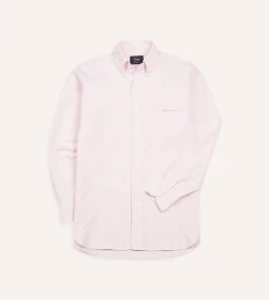 Drake’s Ticking Stripe Cotton Oxford Cloth Button-Down Shirt