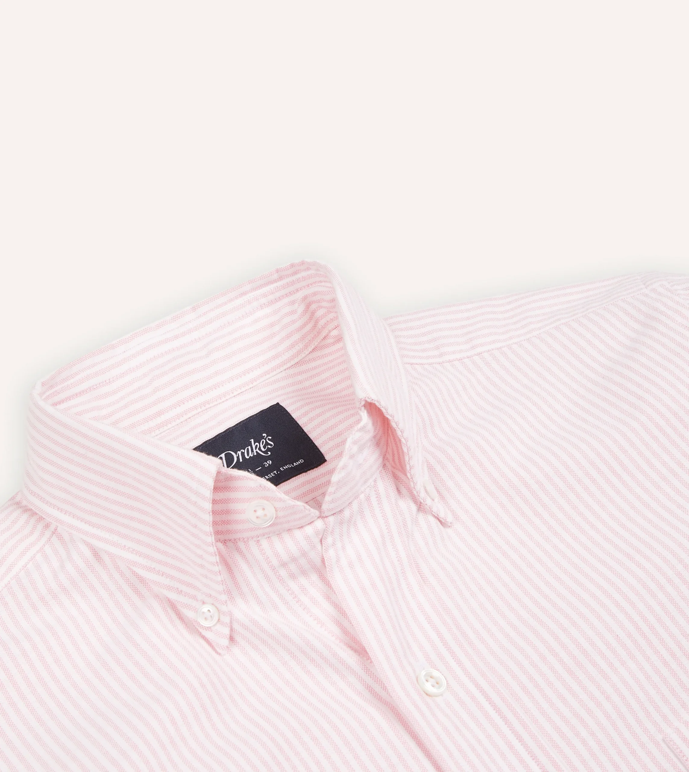 Drake’s Ticking Stripe Cotton Oxford Cloth Button-Down Shirt