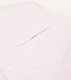 Drake’s Ticking Stripe Cotton Oxford Cloth Button-Down Shirt