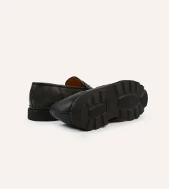 Drake’s Paraboot Reims Black Leather Loafer