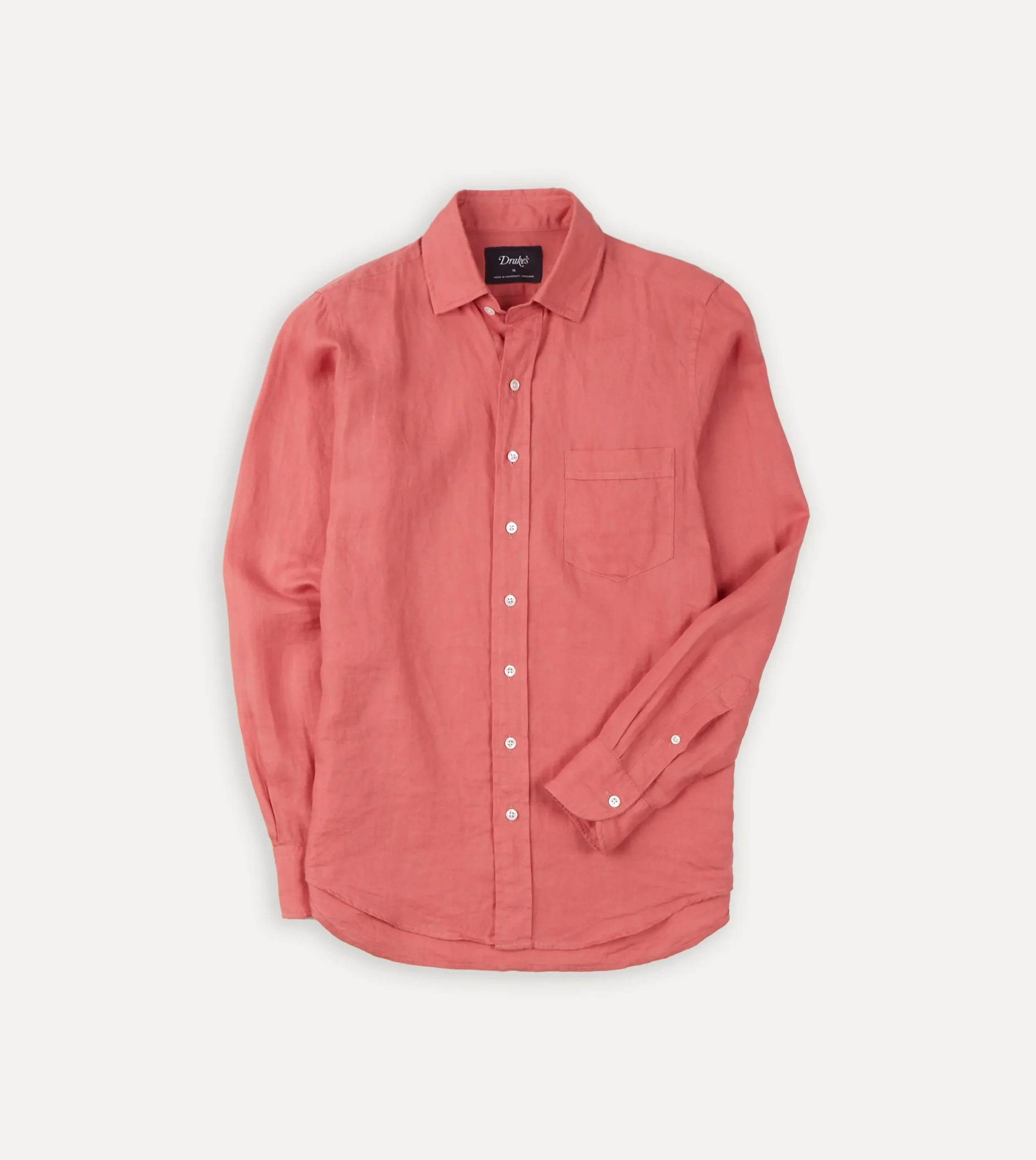 Drake’s Linen Spread Collar Shirt