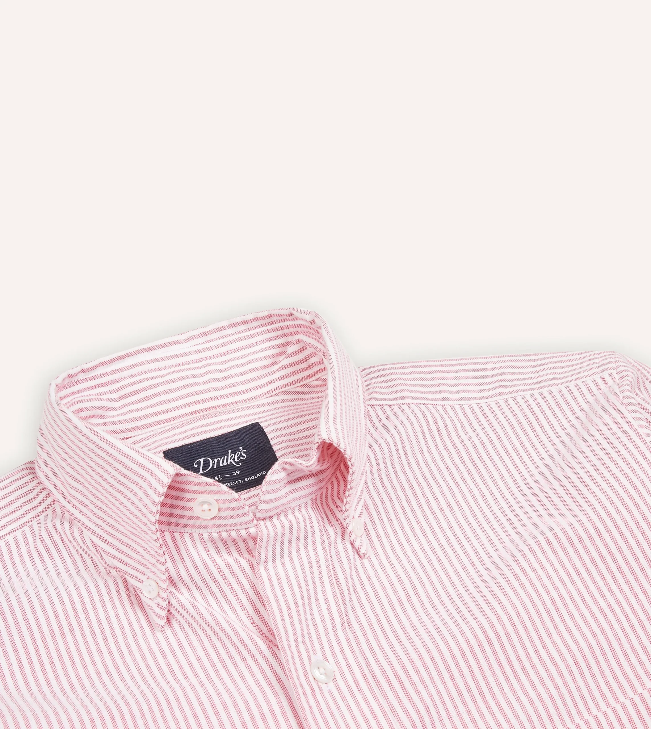 Drake’s Ticking Stripe Cotton Oxford Cloth Button-Down Shirt