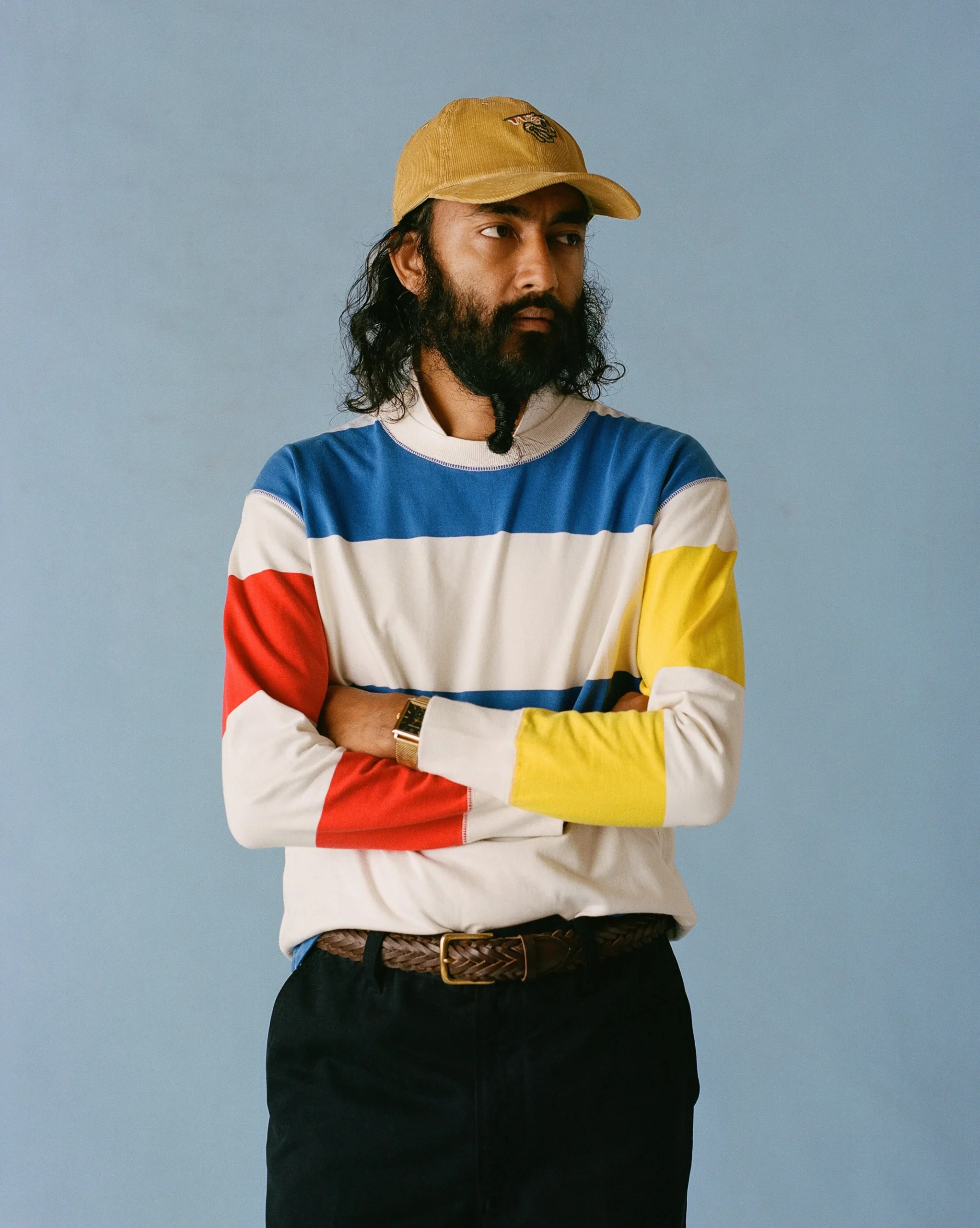 Drake’s Primary Block Stripe Mock Collar Long-Sleeve Jersey