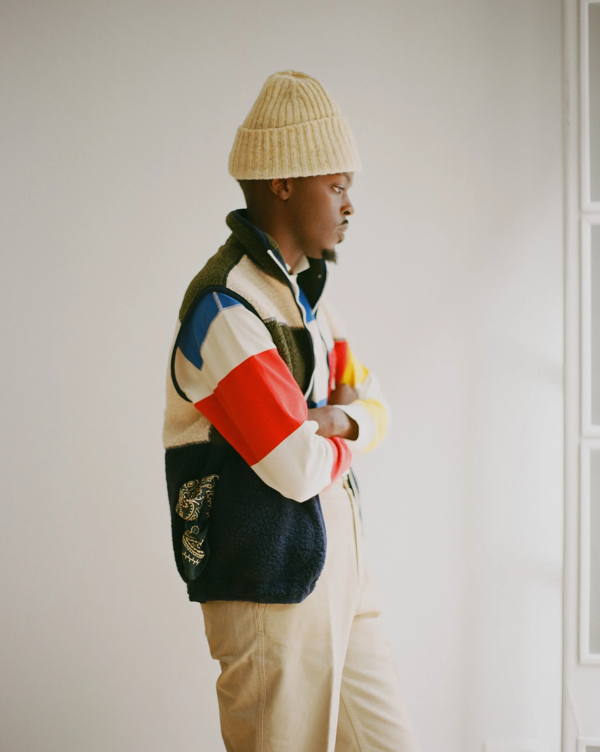 Drake’s Primary Block Stripe Mock Collar Long-Sleeve Jersey