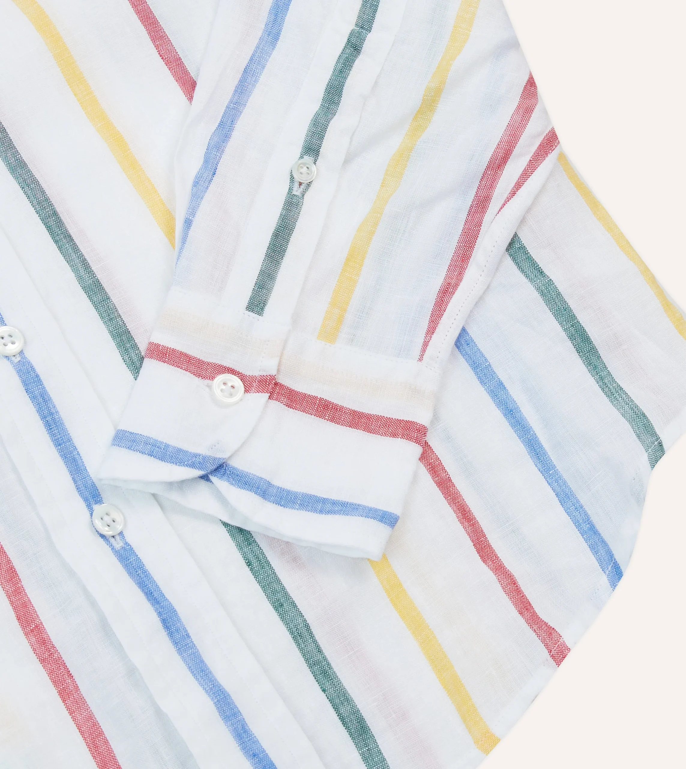 Drake’s Primary Stripe Linen Spread Collar Shirt