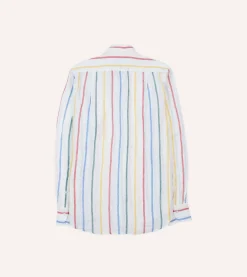 Drake’s Primary Stripe Linen Spread Collar Shirt