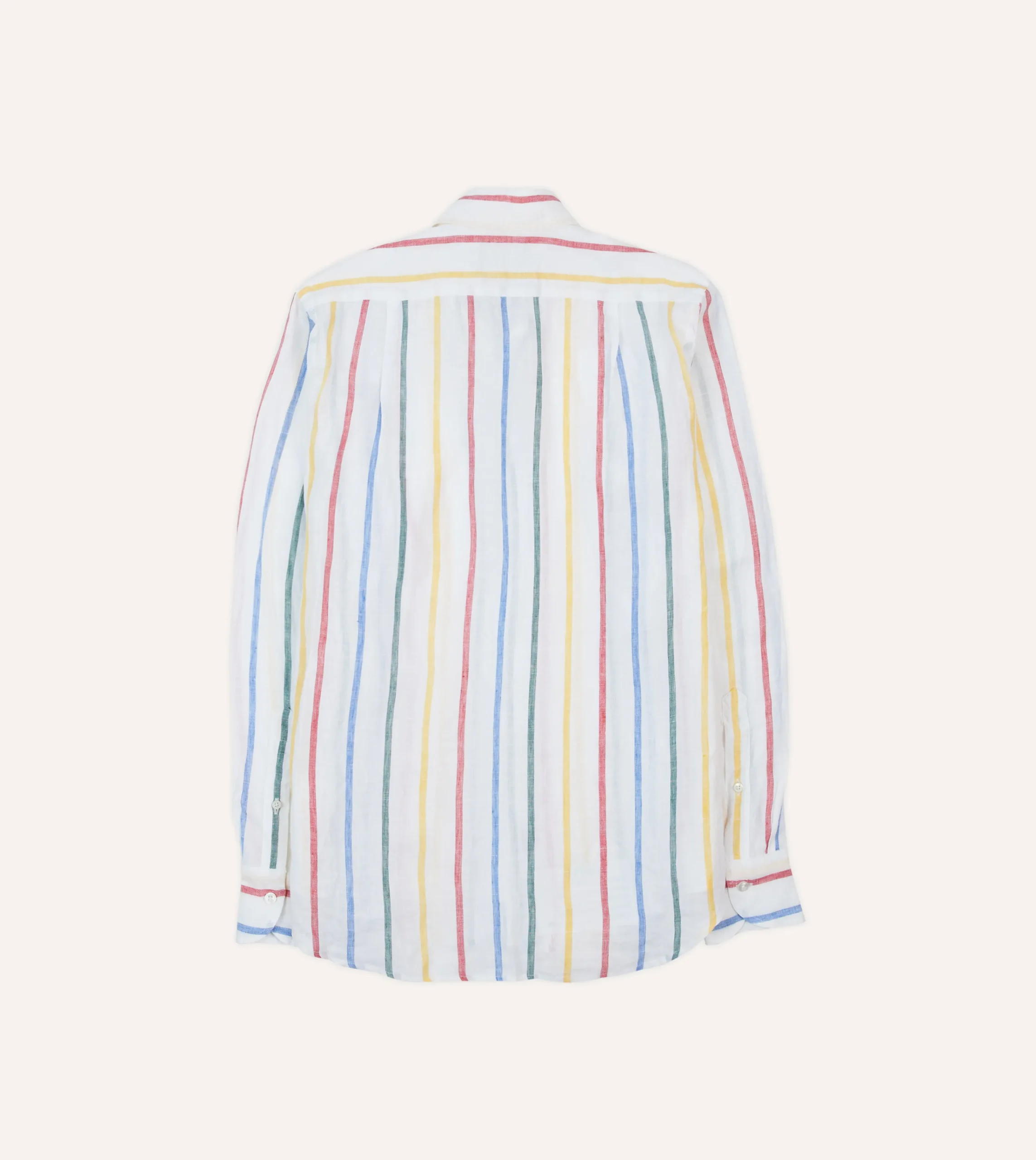 Drake’s Primary Stripe Linen Spread Collar Shirt