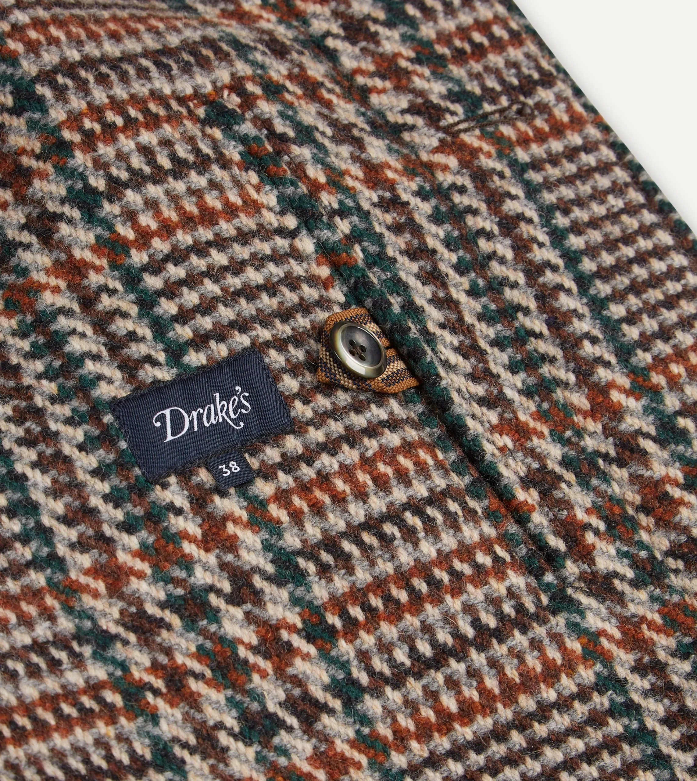 Drake’s Prince Of Wales Check Wool Raglan Coat