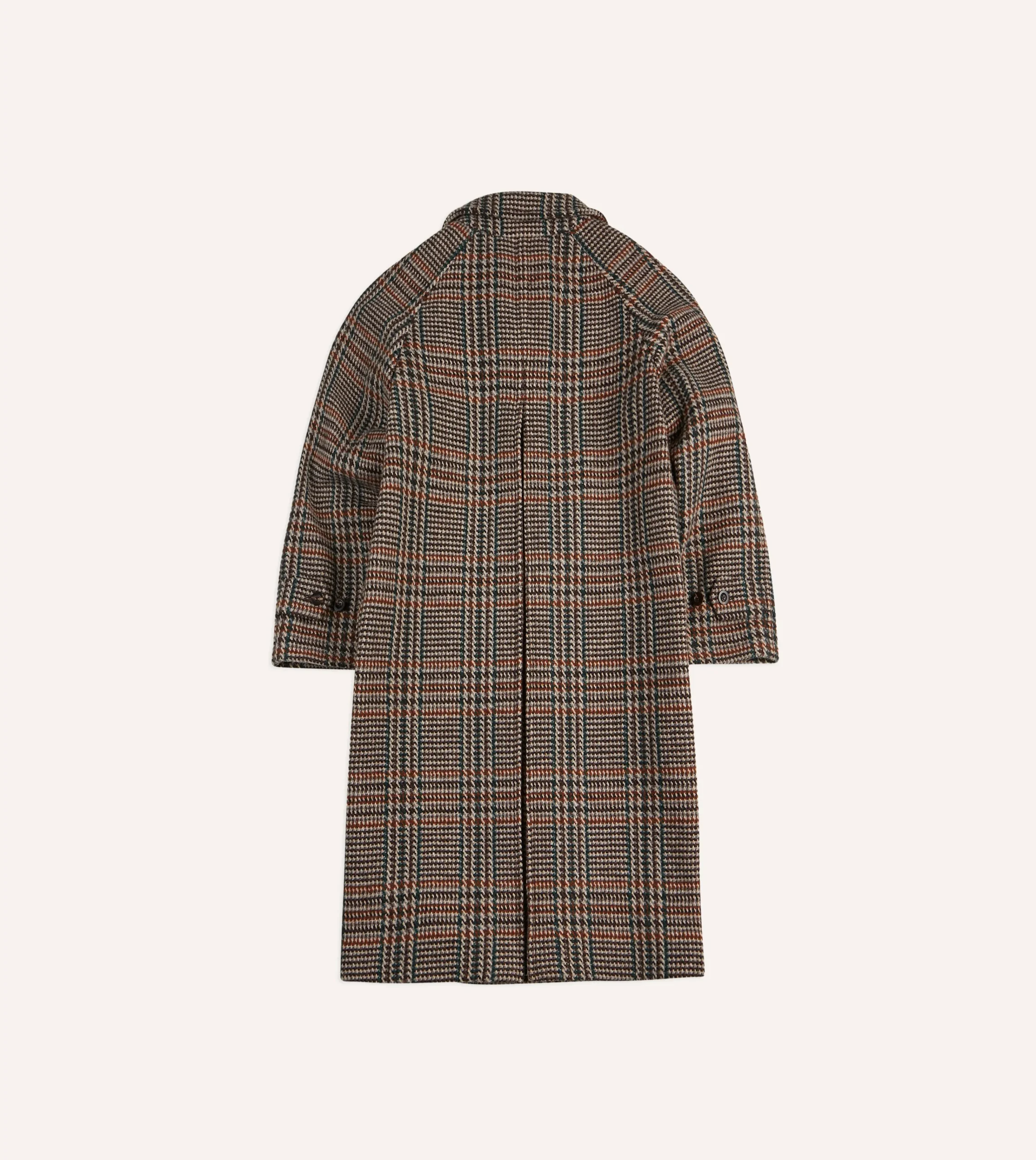Drake’s Prince Of Wales Check Wool Raglan Coat