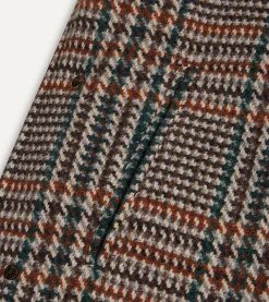 Drake’s Prince Of Wales Check Wool Raglan Coat