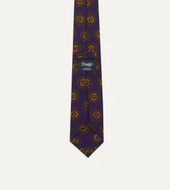 Drake’s Purple Baroque Paisley 36oz Madder Silk Self Tipped Tie