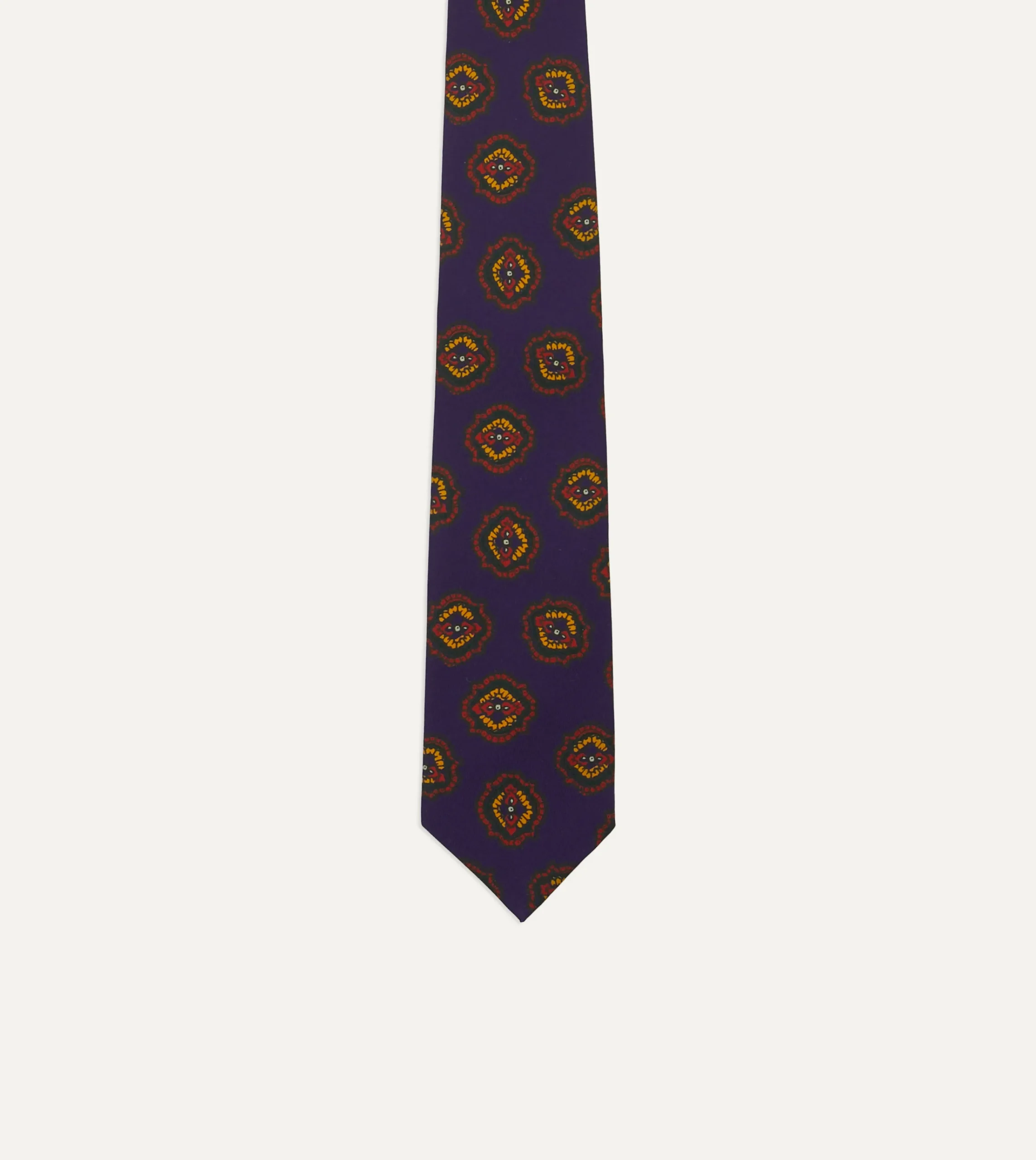 Drake’s Purple Baroque Paisley 36oz Madder Silk Self Tipped Tie