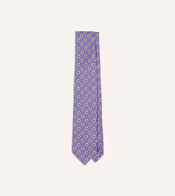 Drake’s Hexagon Tile Print Silk Self-Tipped Tie