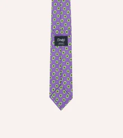 Drake’s Hexagon Tile Print Silk Self-Tipped Tie