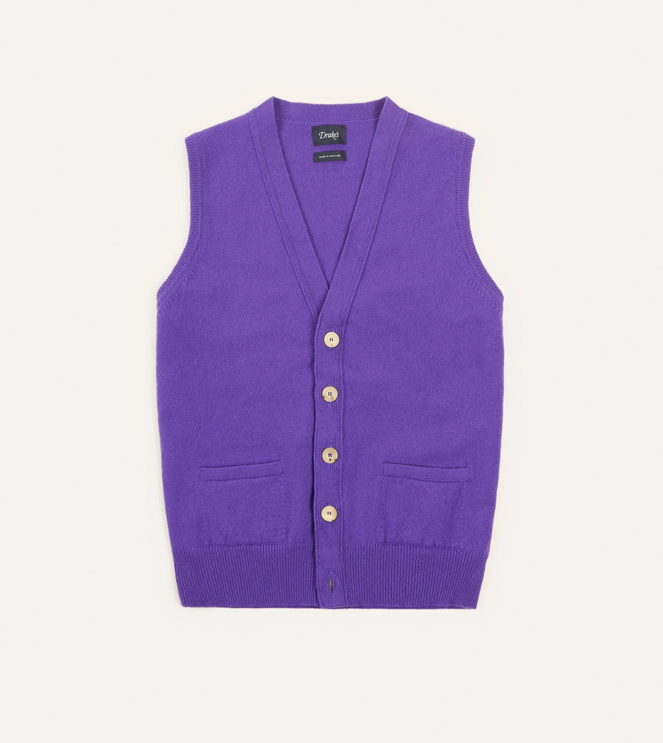 Drake’s Lambswool Sleeveless Cardigan