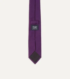 Drake’s Purple Large Knot Grenadine Silk Tipped Tie