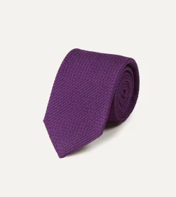 Drake’s Purple Large Knot Grenadine Silk Tipped Tie