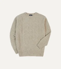 Drake’s Brushed Cable Knit Shetland Crew Neck Jumper