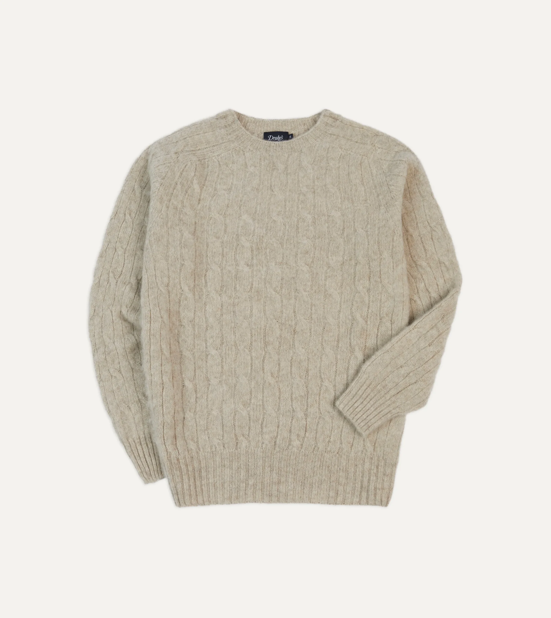 Drake’s Brushed Cable Knit Shetland Crew Neck Jumper