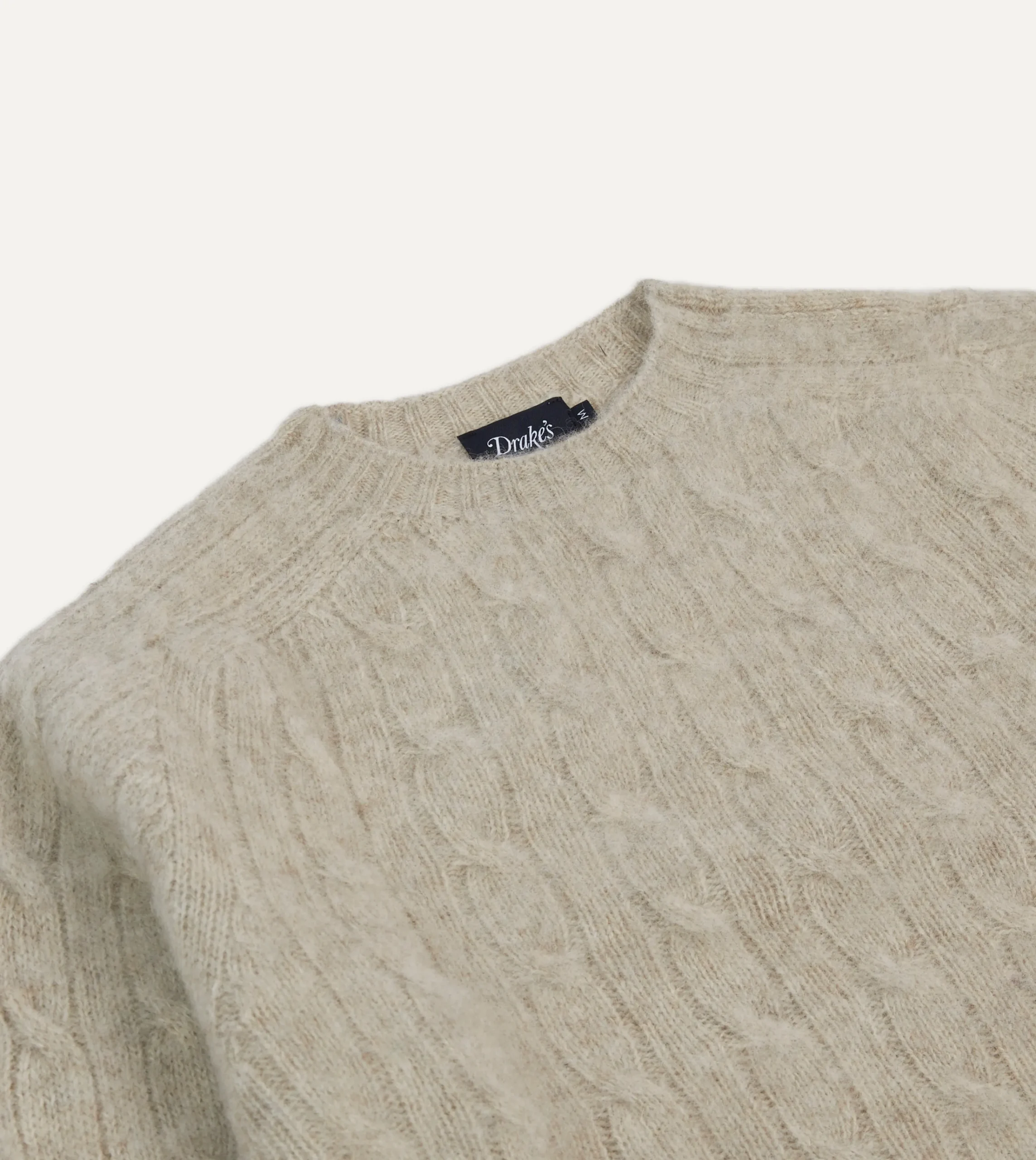 Drake’s Brushed Cable Knit Shetland Crew Neck Jumper