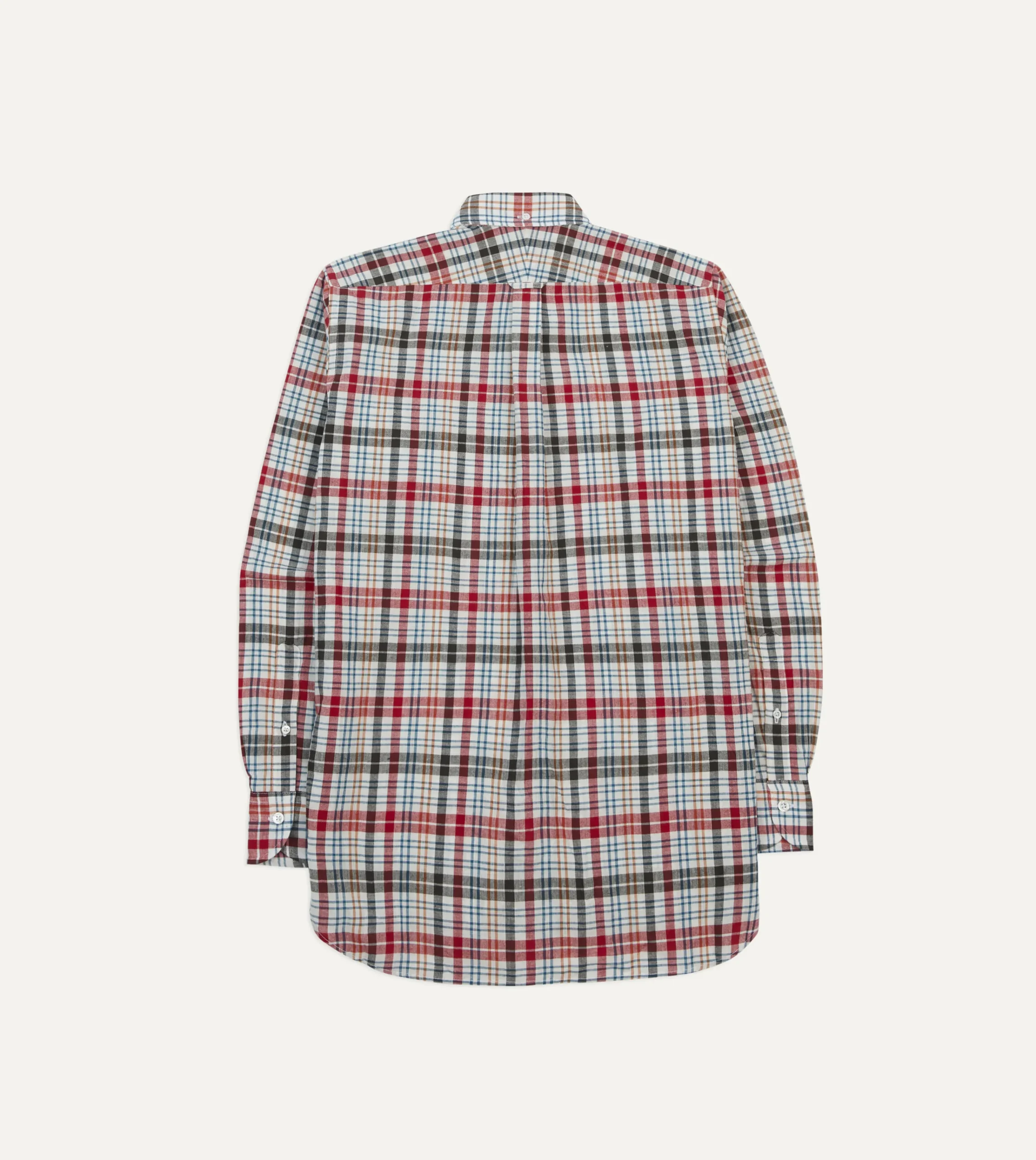 Drake’s Red And Black Madras Check Cotton Button-Down Shirt