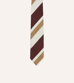 Drake’s Red And Cream Broad Stripe Silk Tipped Tie