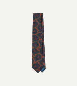 Drake’s Red Big Paisley Print 40oz Madder Silk Tie