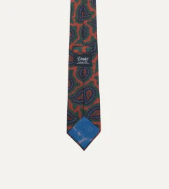 Drake’s Red Big Paisley Print 40oz Madder Silk Tie