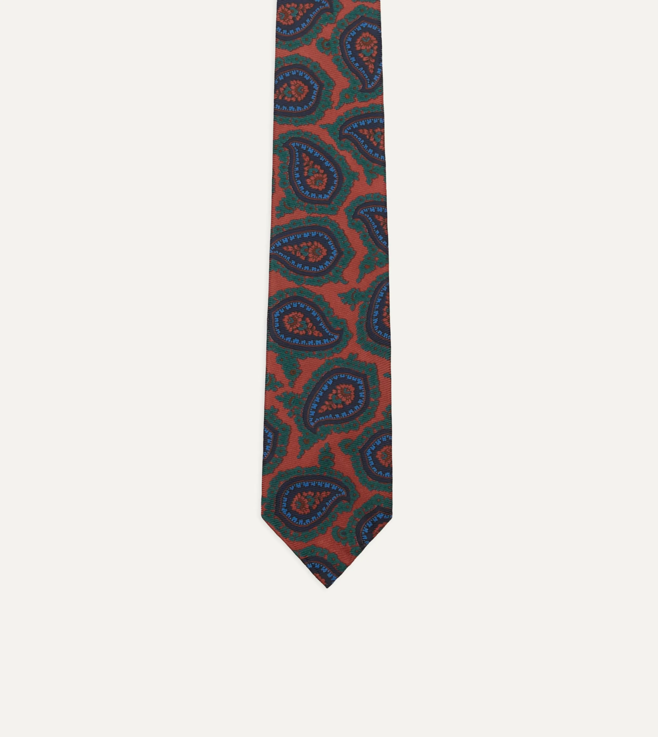Drake’s Red Big Paisley Print 40oz Madder Silk Tie