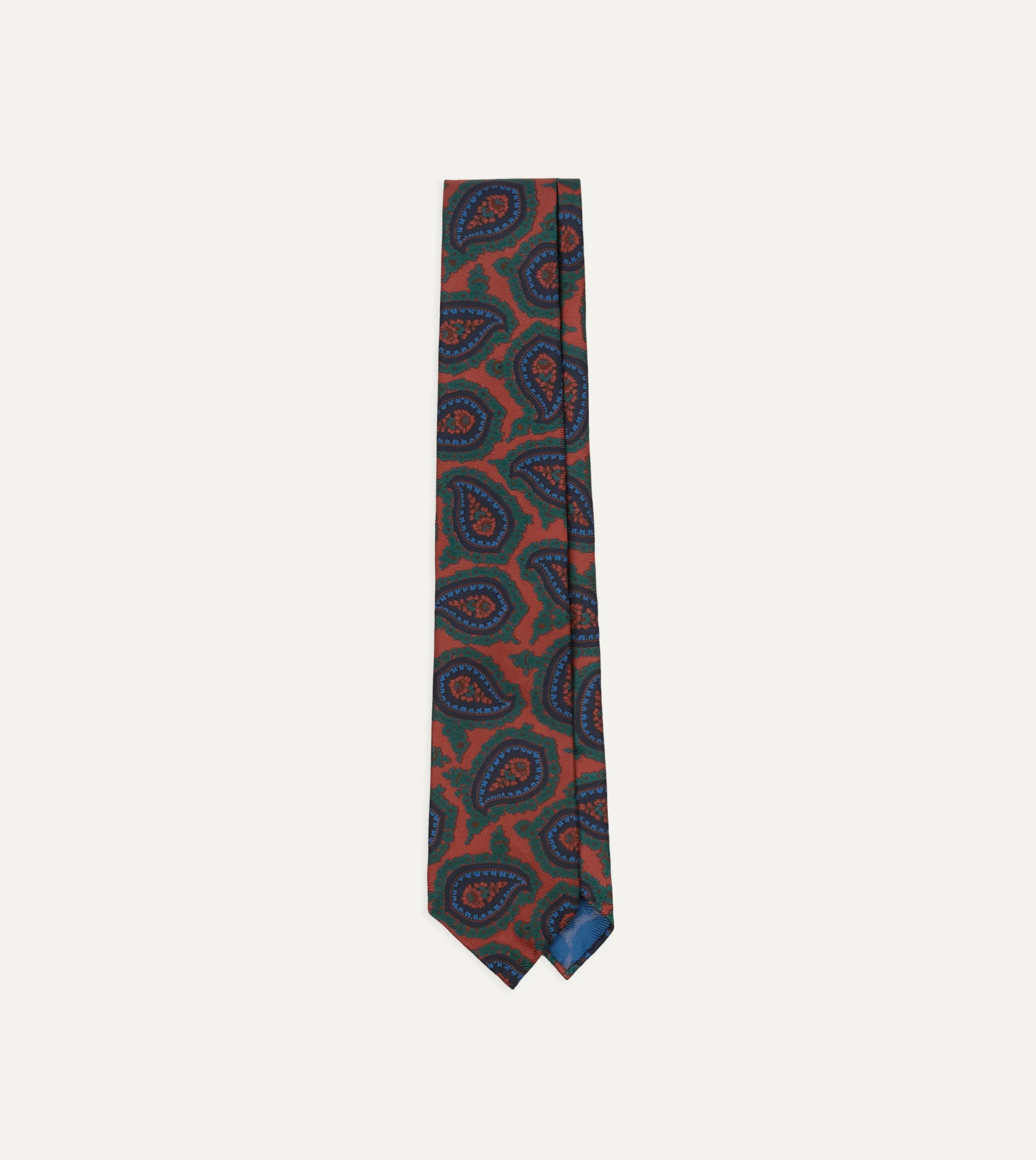 Drake’s Red Big Paisley Print 40oz Madder Silk Tie