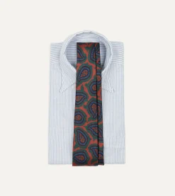 Drake’s Red Big Paisley Print 40oz Madder Silk Tie