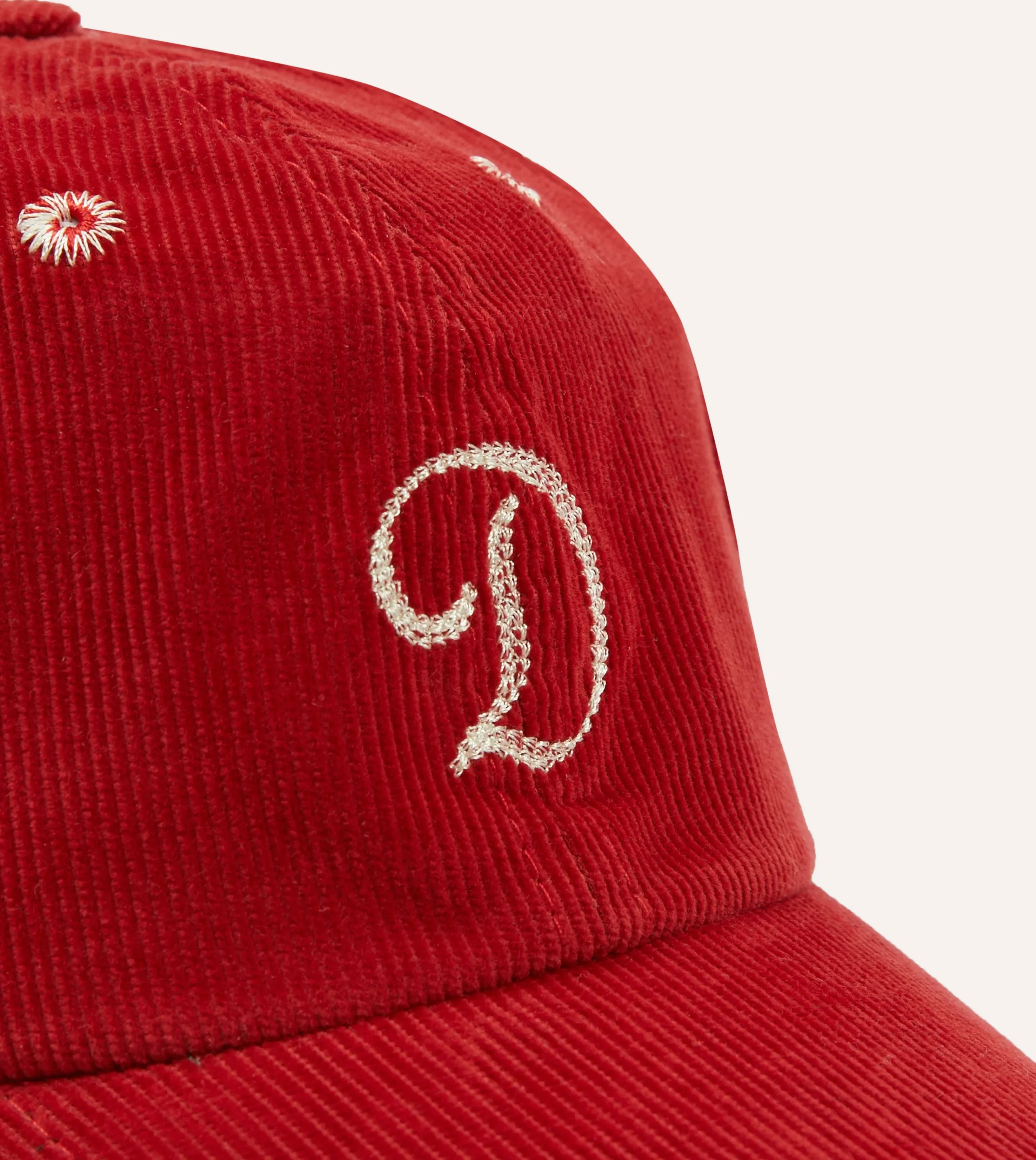 Drake’s Red 'D' Emblem Cotton Corduroy Baseball Cap