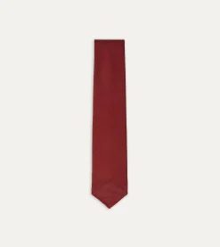 Drake’s Red Fine Woven Grenadine Silk Hand Rolled Tie