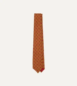 Drake’s Red Flower Print 40oz Madder Silk Tipped Tie
