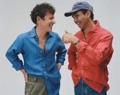Drake’s Linen Spread Collar Shirt