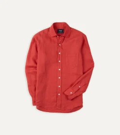 Drake’s Linen Spread Collar Shirt