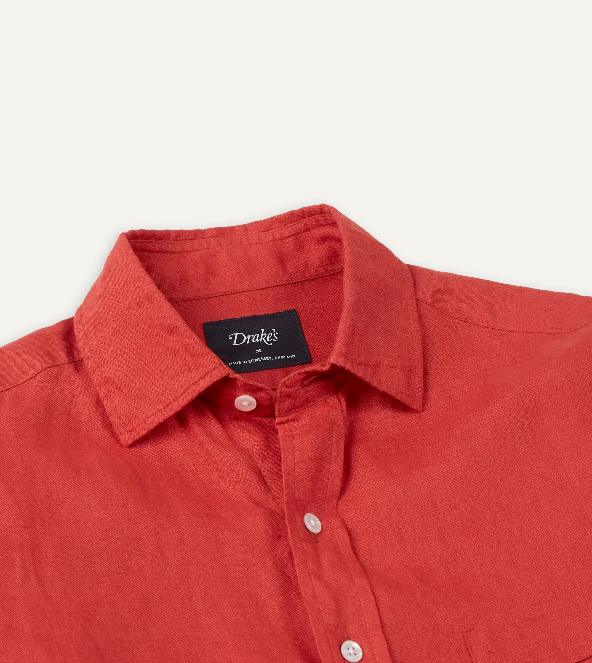 Drake’s Linen Spread Collar Shirt
